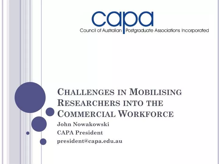 challenges in mobilising researchers into the commercial workforce