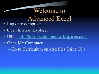 Welcome to Advanced Excel