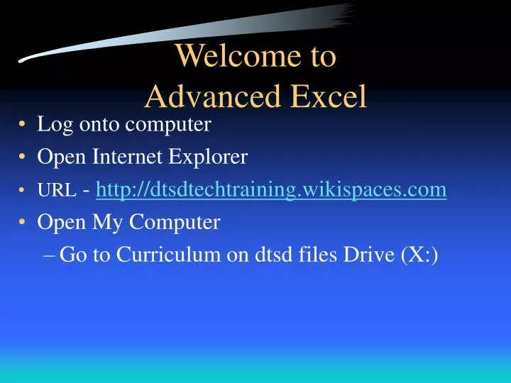 welcome to advanced excel