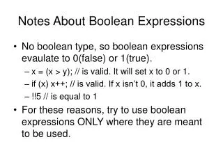 Notes About Boolean Expressions