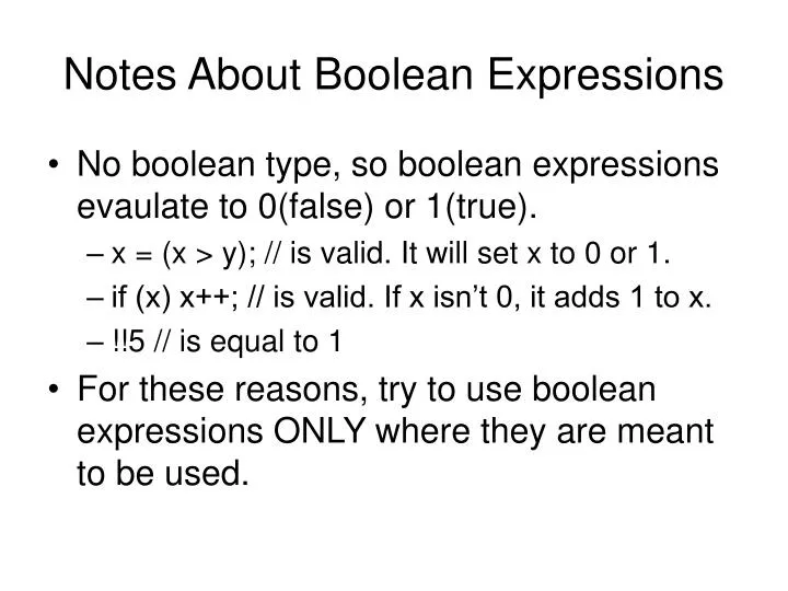 notes about boolean expressions