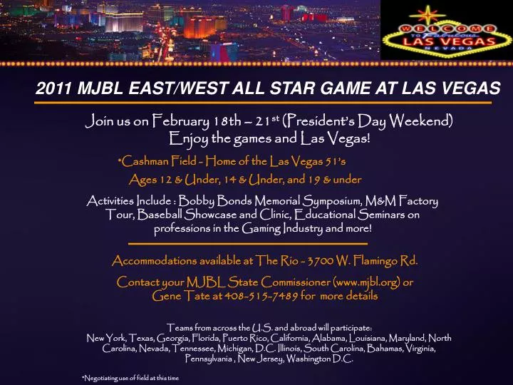 2011 mjbl east west all star game at las vegas
