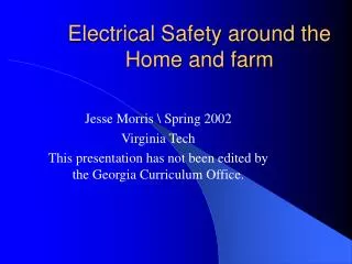 Electrical Safety around the Home and farm