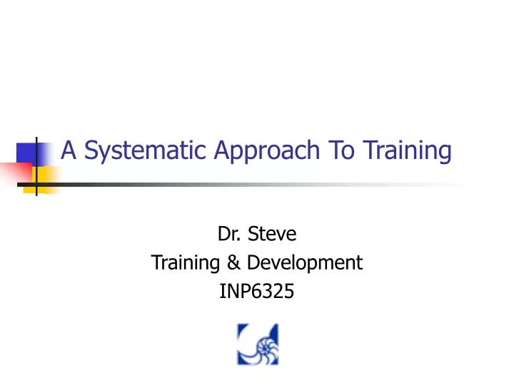 a systematic approach to training