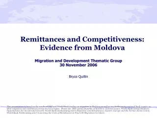 Remittances and Competitiveness: Evidence from Moldova