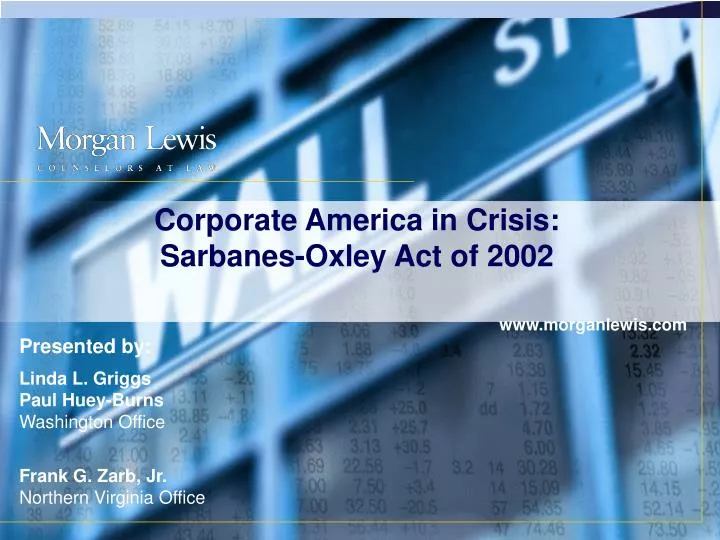 corporate america in crisis sarbanes oxley act of 2002