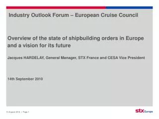 Industry Outlook Forum – European Cruise Council