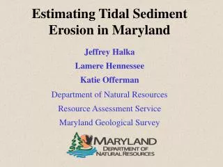 Estimating Tidal Sediment Erosion in Maryland