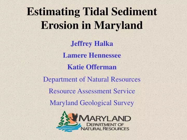 estimating tidal sediment erosion in maryland