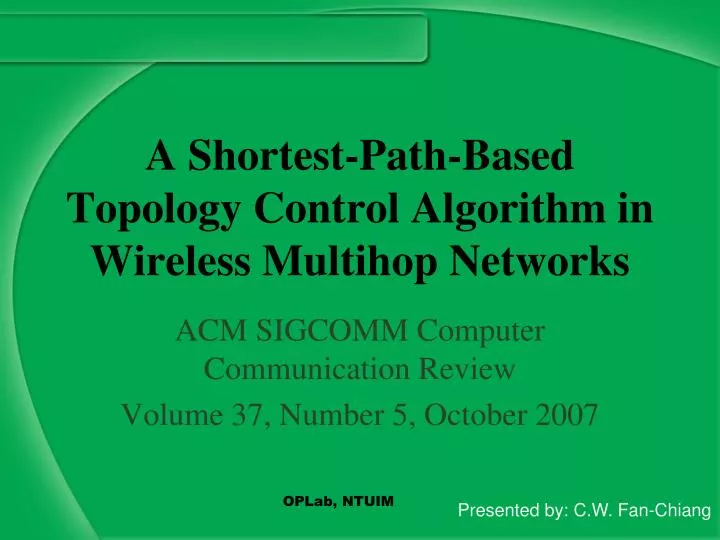 a shortest path based topology control algorithm in wireless multihop networks