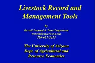 Livestock Record and Management Tools