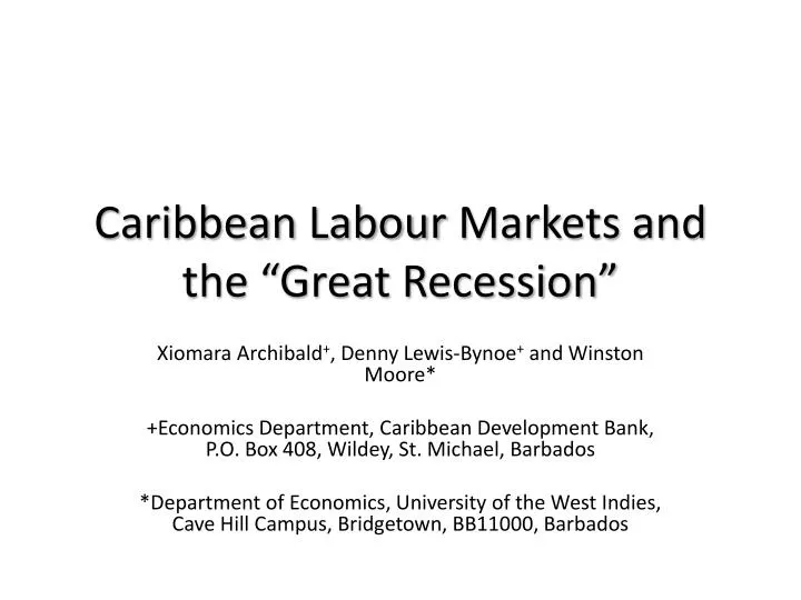 caribbean labour markets and the great recession