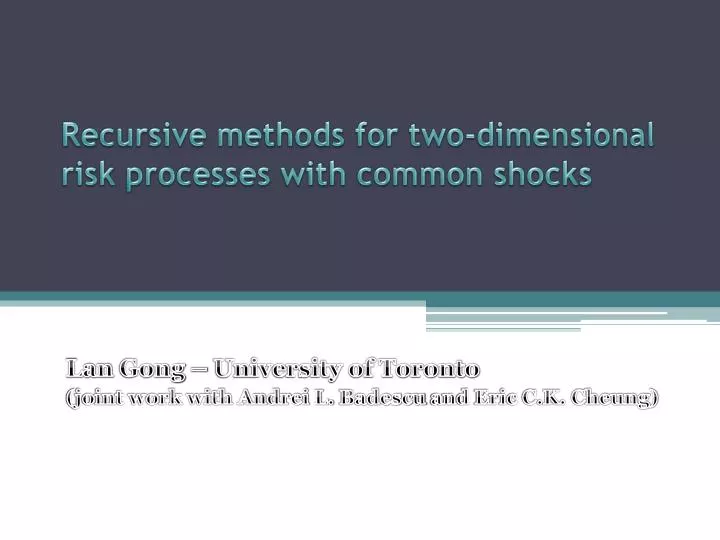 recursive methods for two dimensional risk processes with common shocks