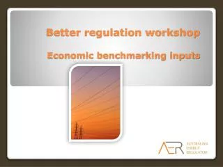 Better regulation workshop Economic benchmarking inputs
