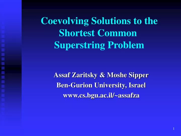 coevolving solutions to the shortest common superstring problem