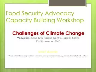 food security advocacy capacity building workshop