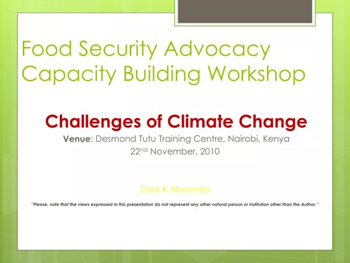 food security advocacy capacity building workshop