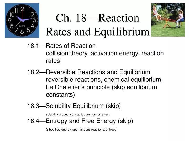 ch 18 reaction rates and equilibrium