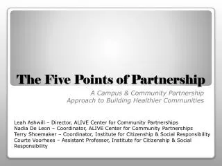 The Five Points of Partnership