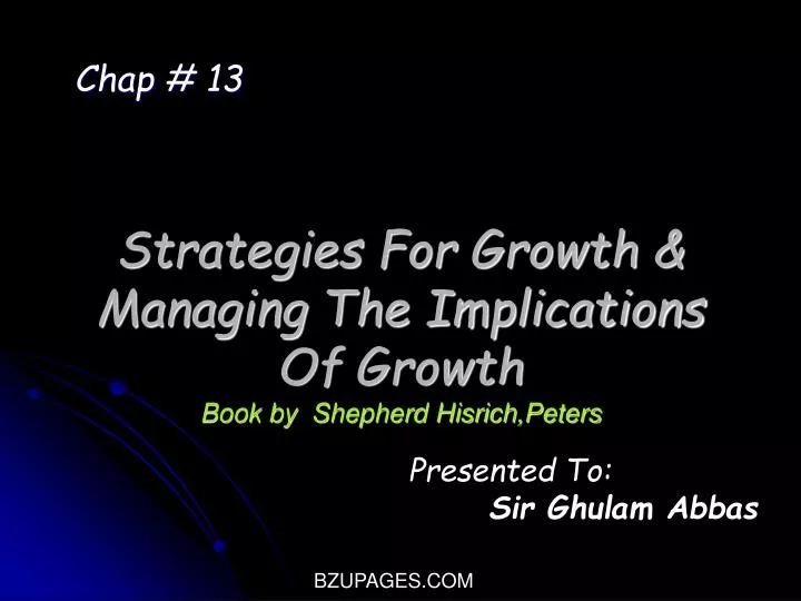 strategies for growth managing the implications of growth book by shepherd hisrich peters