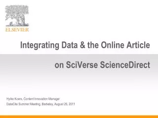 Integrating Data &amp; the Online Article on SciVerse ScienceDirect