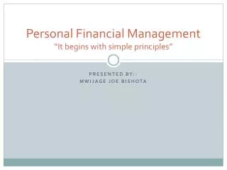 personal financial management it begins with simple principles