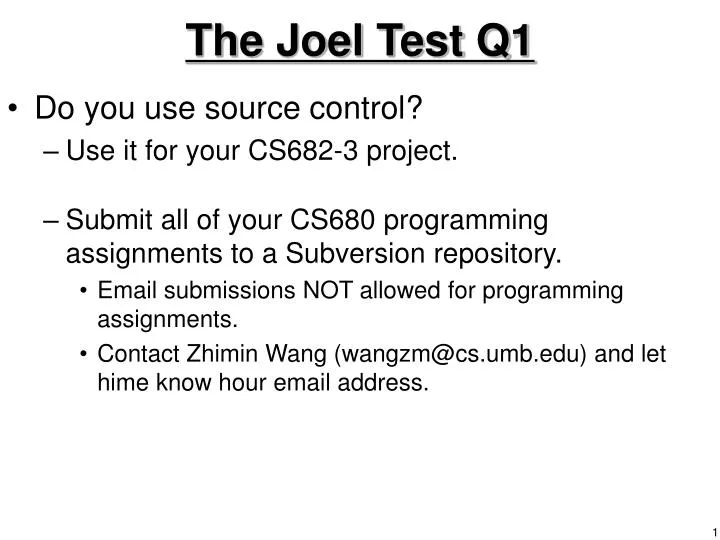the joel test q1