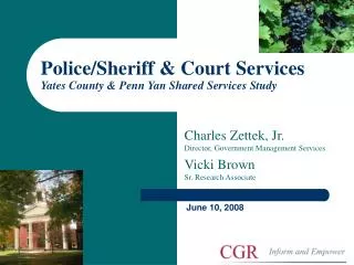 Police/Sheriff &amp; Court Services Yates County &amp; Penn Yan Shared Services Study