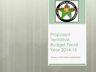 Proposed Tentative Budget Fiscal Year 2014-15