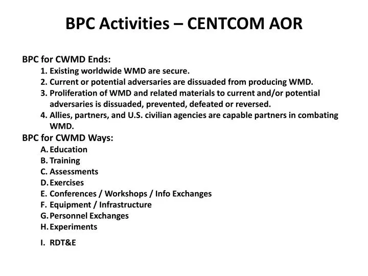 bpc activities centcom aor