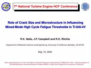 7 th National Turbine Engine HCF Conference