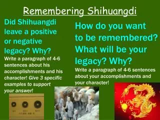 Remembering Shihuangdi