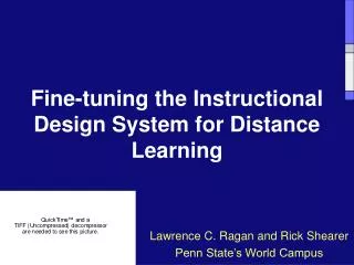 Fine-tuning the Instructional Design System for Distance Learning
