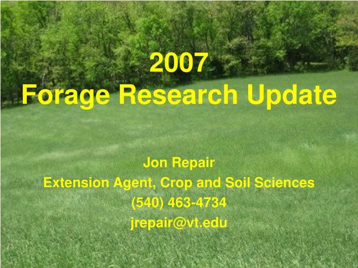 2007 forage research update
