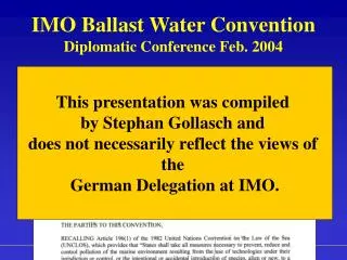 IMO Ballast Water Convention Diplomatic Conference Feb. 2004