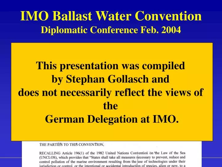 imo ballast water convention diplomatic conference feb 2004
