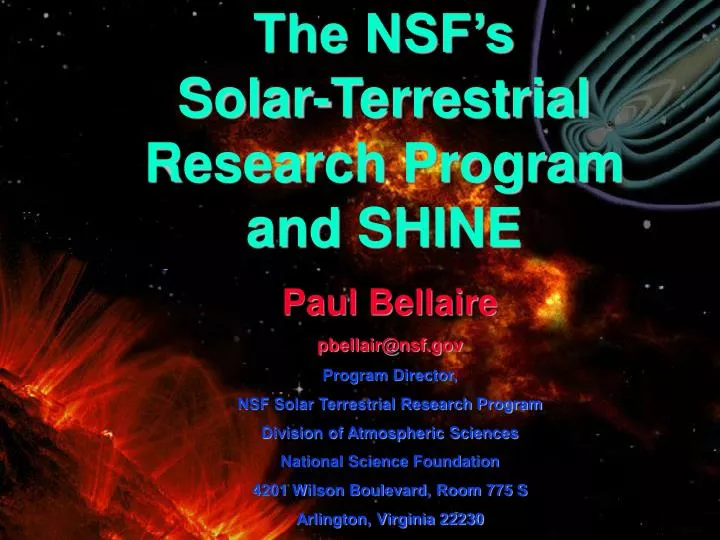 the nsf s solar terrestrial research program and shine
