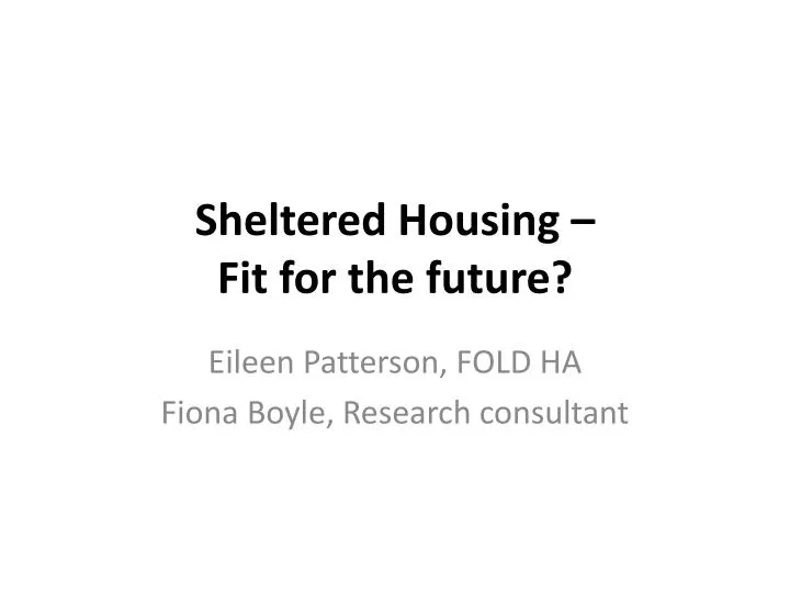 sheltered housing fit for the future