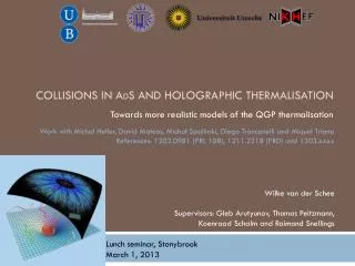 Collisions in A d S and holographic thermalisation