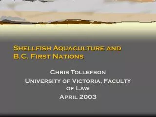 Shellfish Aquaculture and B.C. First Nations