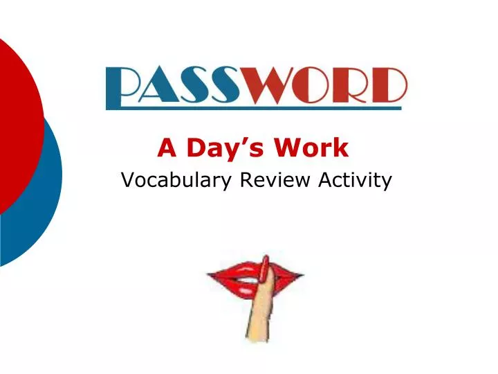 a day s work vocabulary review activity