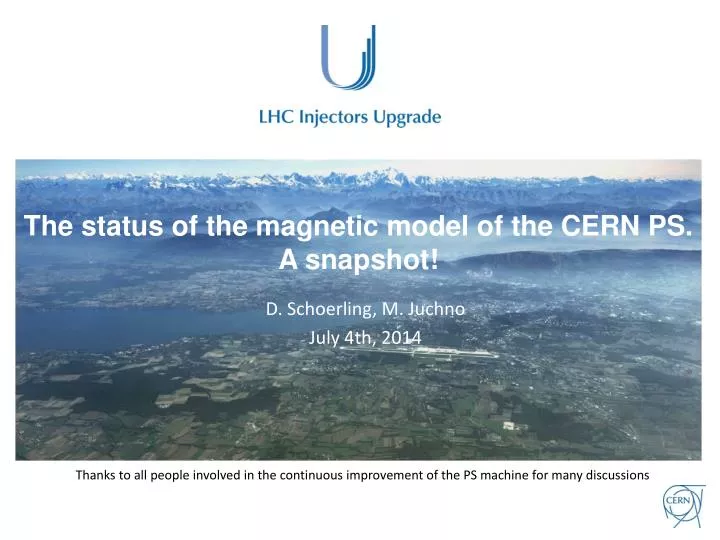 the status of the magnetic model of the cern ps a snapshot
