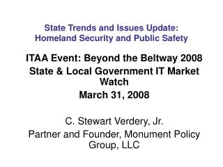 State Trends and Issues Update: Homeland Security and Public Safety