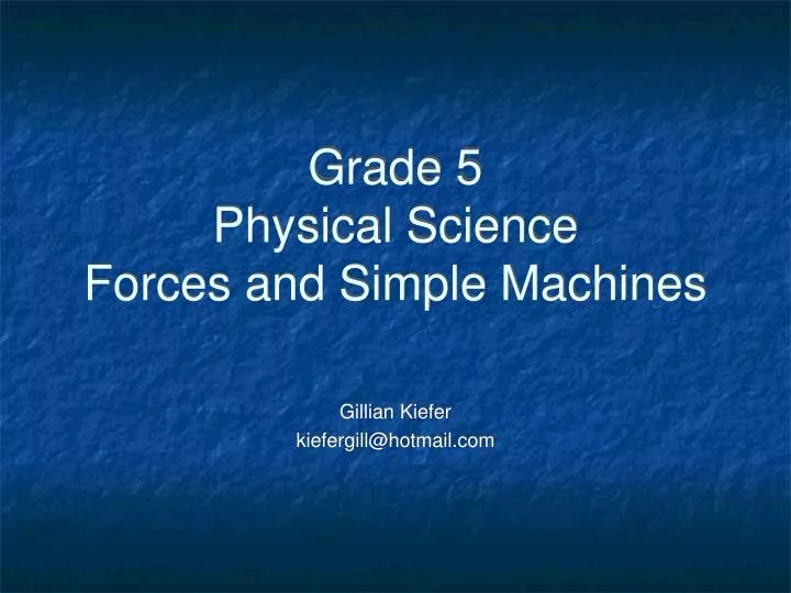 grade 5 physical science forces and simple machines