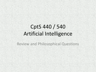 CptS 440 / 540 Artificial Intelligence