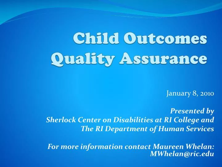 child outcomes quality assurance