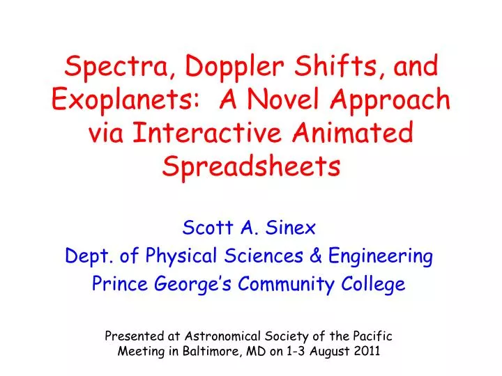 spectra doppler shifts and exoplanets a novel approach via interactive animated spreadsheets