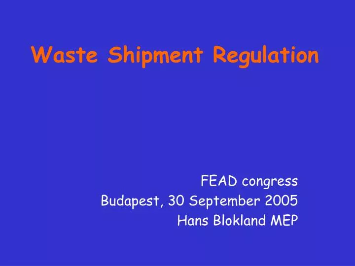waste shipment regulation