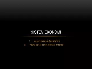 sistem ekonomi