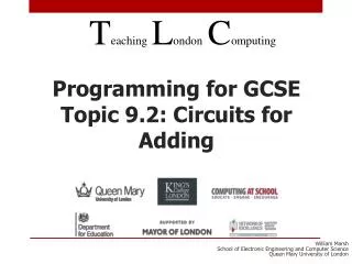 Programming for GCSE Topic 9.2: Circuits for Adding